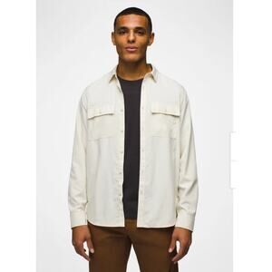 prAna Lost Sol Long Sleeve Men's Shirt, Chalk, Medium Button Down Lightweight